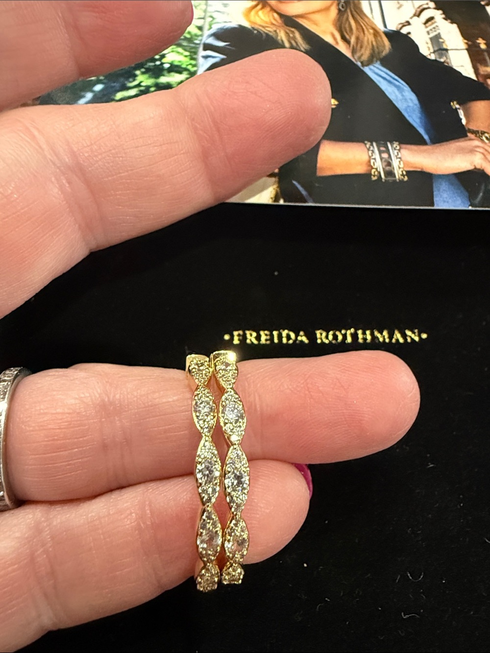 Freida Rothman Vault Pave inside/out Crystal Twisted Hoop Earrings